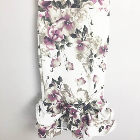 Kim Cine White & Purple Floral Ruffle Dress Size 1X Plus Curve New - Picture 5 of 6